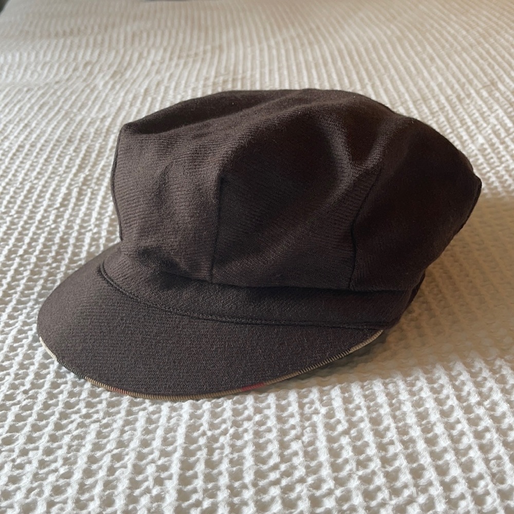 Burberry Newboy Hat brown with novacheck trim